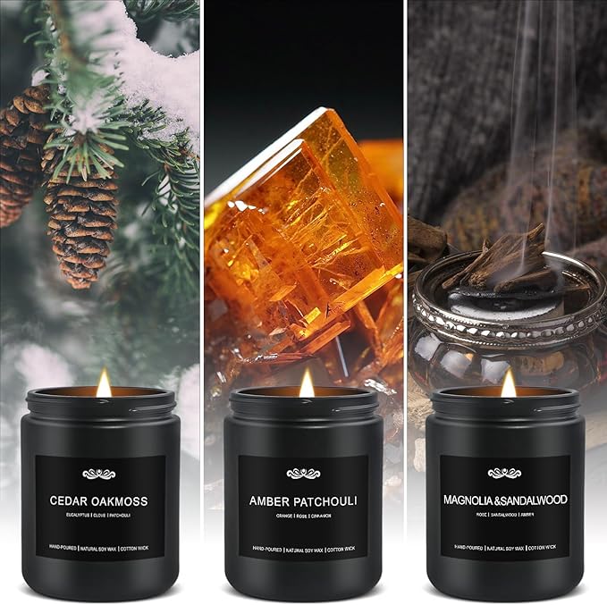 6 Pack Candles for Home Scented, Aromatherapy Candles Gifts Set for Men Candles Set, 42 oz 300 Hour Long Lasting Candles, Gifts for Mens Birthday Christmas Thanksgiving Anniversary Present
