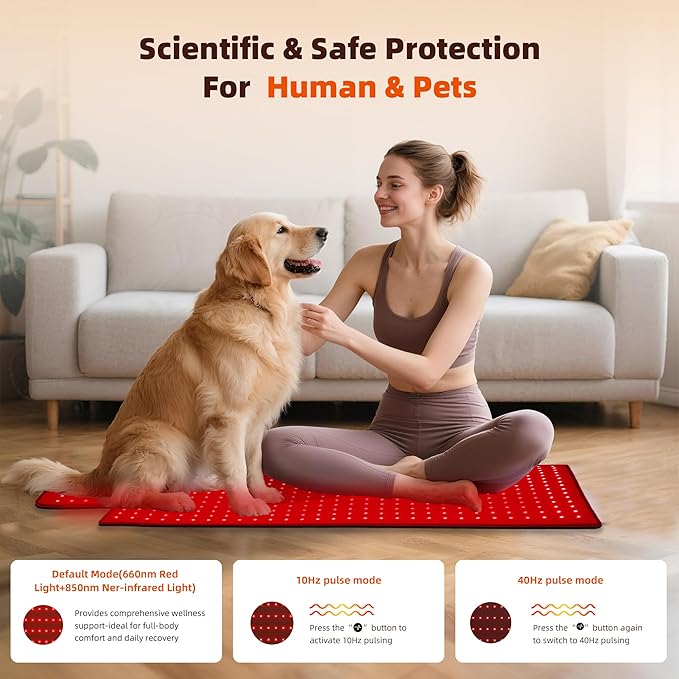Red Light Therapy Mat for Body 42"x16", 480 LEDs Infrared Light Therapy Pad with Dual Wavelengths 660nm & 850nm for Back Shoulder Belly Leg, Pulse Modes, Adjustable Timer & Intensity
