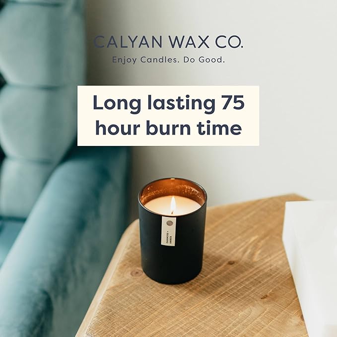 Calyan Wax Co. Passionfruit & Ginger Scented Candle - 75 Hour Burn - Luxury Non Toxic Soy Wax Candles - Long Lasting Black Tumbler Jar Candle for Home - 10.2oz