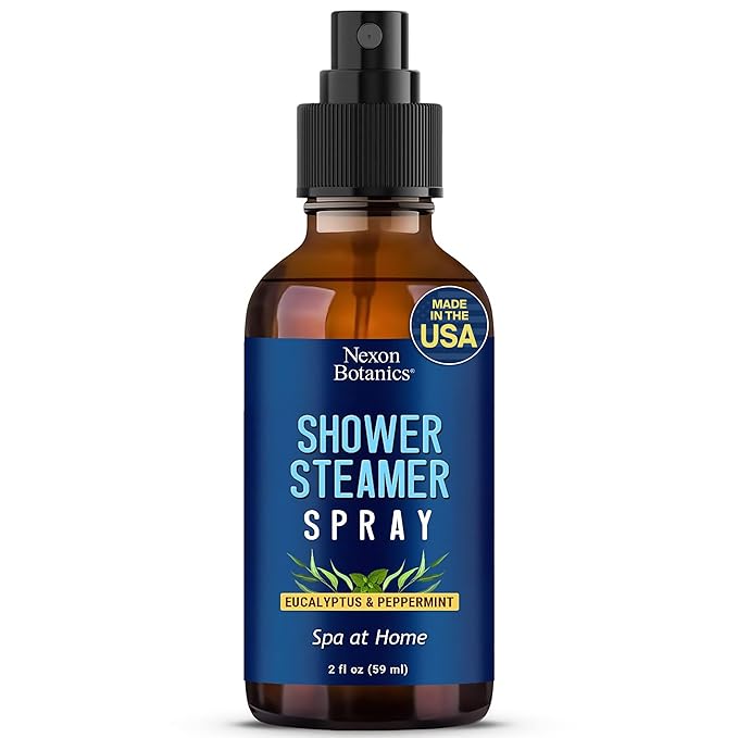 Eucalyptus & Peppermint Shower Steamer Spray 2 fl oz - Aromatherapy Mist for Spa with Pure, Natural Essential Oils - Refreshing Aroma for Clear Breathing & Mood Enhancement - Nexon Botanics