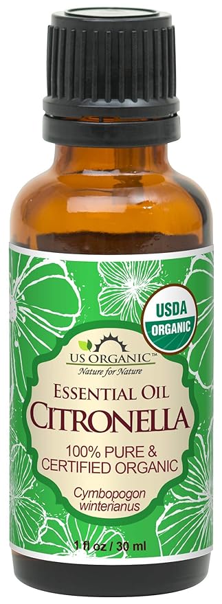 US Organic Citronella Essential Oil, USDA Certified, 100% Pure, 30 ml, Improved caps and droppers – Used for Skin Care, DIY Projects Like Candle Making and Much More
