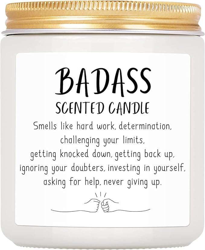 Badass Scented Candle - Congratulations & Promotion Gifts for Women & Men, Friends & Coworkers, Birthday Gifts for Her or Him - 7oz