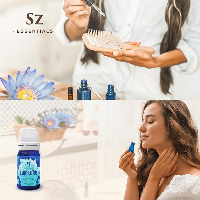 Blue Lotus Essential Oil 100% Pure, Undiluted Oil - Extracted from Nymphaea Caerulea - Rich & Sweet Scent with Fruity Overtones - Therapeutic Grade & Vegan - 0.17oz (5ml)