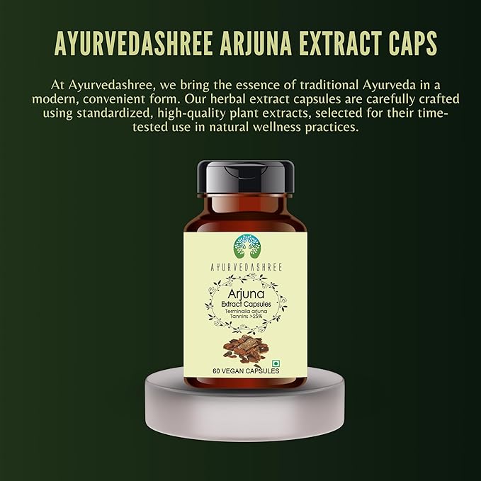 Arjuna Extract 500mg - 60 Vegetarian Capsules| |Terminalia Arjuna Tannis |All Natural | 100% Vegan | Gluten-Free