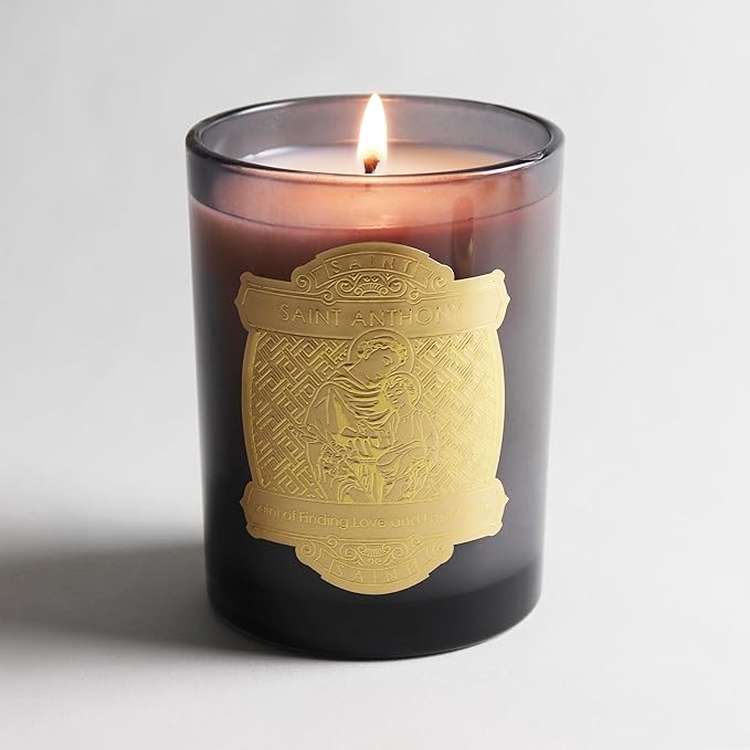 SAINT Anthony of Padua Scented Candle with Prayer and Prayer Coin, Saint of Finding Love and Lost Articles, Soy Coconut Aromatherapy Candle with 80 Hour Burn Time, Special Edition