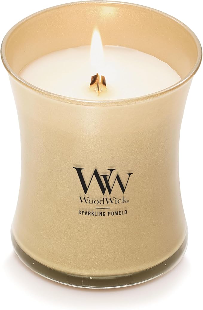 WoodWick Sparkling Pomelo Holiday Candle Gifts for Women and Men, 9.7 oz Precious Metals Collection with Crackling Wick