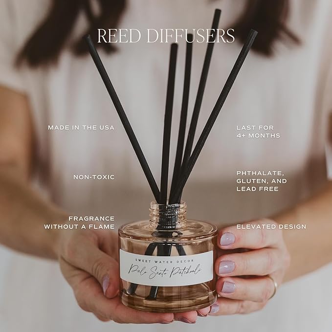 Sweet Water Decor Weekend Reed Diffuser – Room Decor Aesthetic with Long-Lasting Premium Fragrance of Citrus, Sage, Lavender, Amber, Tonka Bean for 4 Months – Ideal for Aromatherapy and Home Decor