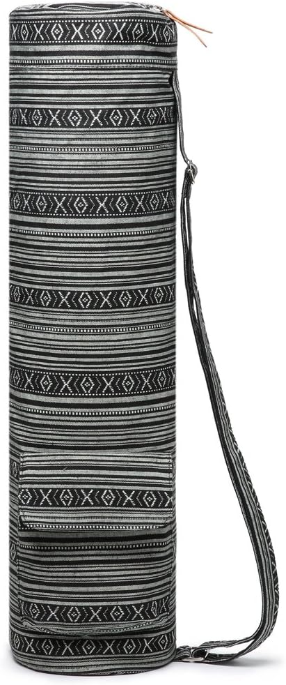 ELENTURE Canvas Yoga Mat Bag with Adjustable Strap & Pockets, Full-Zip Travel Gym Tote for Women & Men, Fits 1/4" & 1/3" Thick Mats, Lightweight Carrier for Yoga, Workout, Outdoor Use
