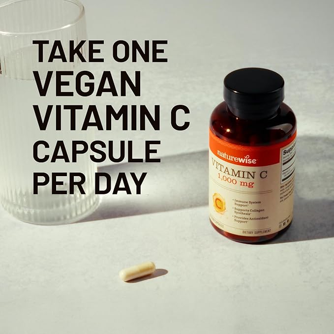 NatureWise Vitamin C 1000mg Capsules - Extra Strength Vegan Vitamin C for Daily Antioxidant & Immune Support - Non-GMO, USA Manufactured - 360 Capsules[360-Day Supply]