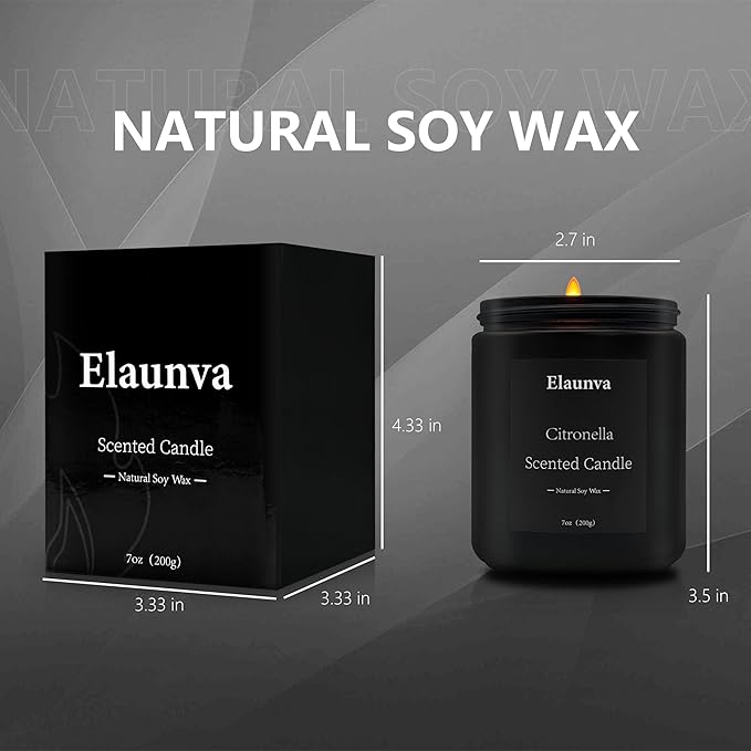 Outdoor Citronella Candles,7 oz (200g) Natural Soy Wax Candles,Aromatherapy Candles for Home Decor & Relaxation,Relaxing Gift for Men & Women,Must-Have for Spring Summer Outdoor Activities