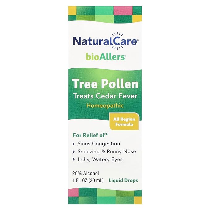 NaturalCare Tree Pollen Homeopathic Liquid Drops by bioAllers, 1 Fl Oz | Cedar Fever | May Help Relieve Sinus Pressure, Congestion, Sneezing, Runny Nose