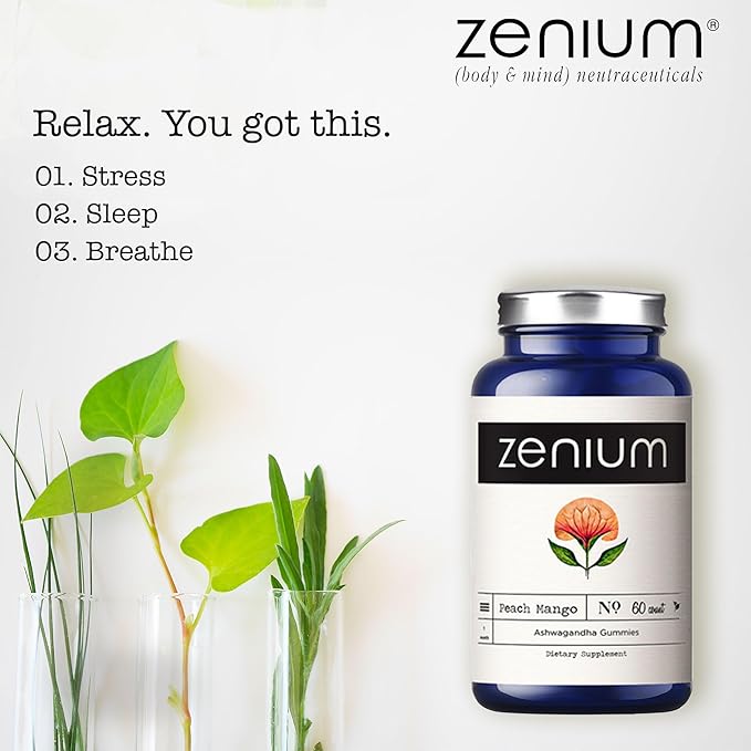 Zenium - Ashwagandha Gummies 1500mg per Serving of KSM 66 | 60 Count | Mango Flavored | Calm The Mind & Body | Relieve Worry, Tension & Nervousness | Ayurvedic | Natural Supplement | Boosts Mood
