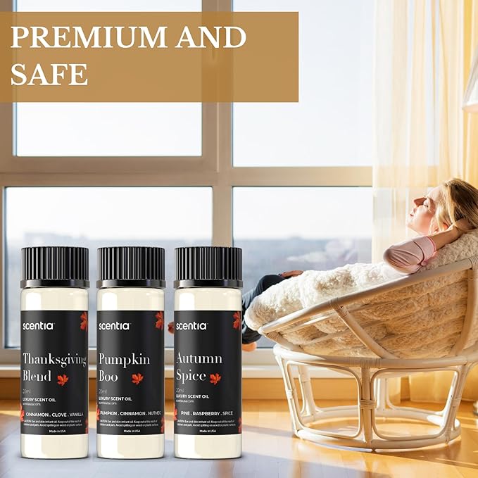 Scentia Bakery Essential Oils Set for Diffuser & Candle Making – Pumpkin, Autumn Spice & Warm Dessert Fragrance Oils – 3 Cozy Aromatherapy Scents, 20ml DIY Craft Gift Set, Made in USA