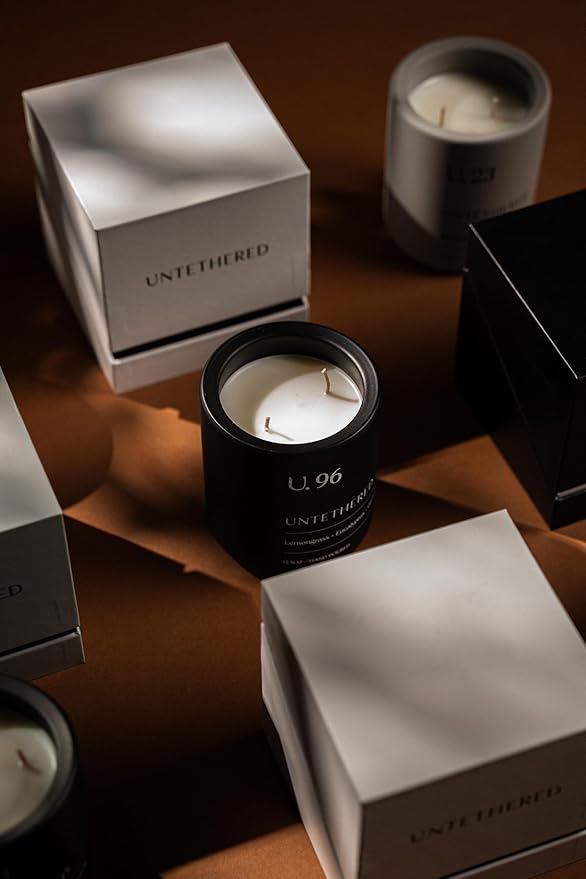 U.96 Luxury Scented Candle – Lemongrass, Eucalyptus & Amber | Hand-Poured in USA w/ 100% Natural Coconut & Apricot Wax | Double Wick, Long-Lasting Aromatherapy Candle for Home, Gift, & Rest (12.5 oz)