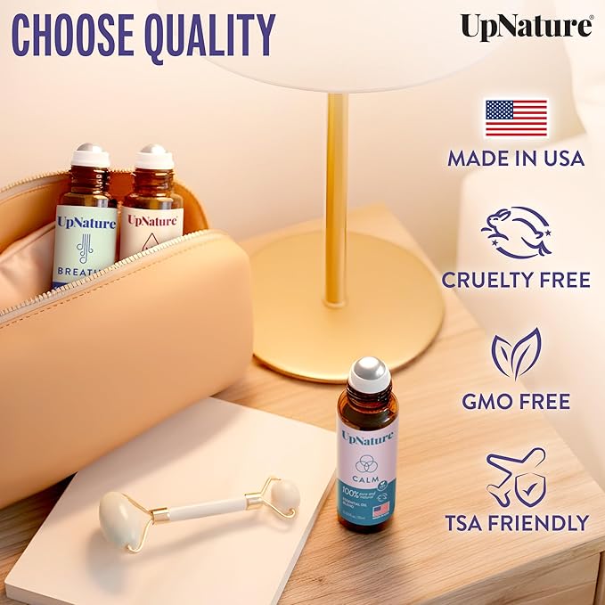 UpNature Self Care Stocking Stuffers for Women Essential Oils Roll On Set - Breathe, Beauty & Calm Oil Roller for Aromatherapy and Relaxation Stress Relief Gifts for Women