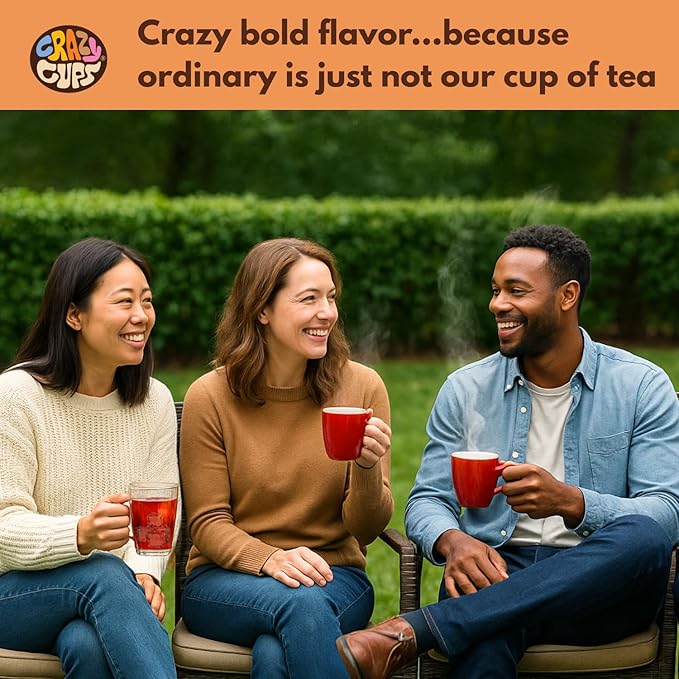 Crazy Cups Rooibos Orange Herbal Tea Pods, 22 Count | Naturally Caffeine Free, Kosher Certified, Zesty Orange & Rooibos Blend, K Cup Compatible, Gluten Free, Vegan, Relaxing Herbal Tea