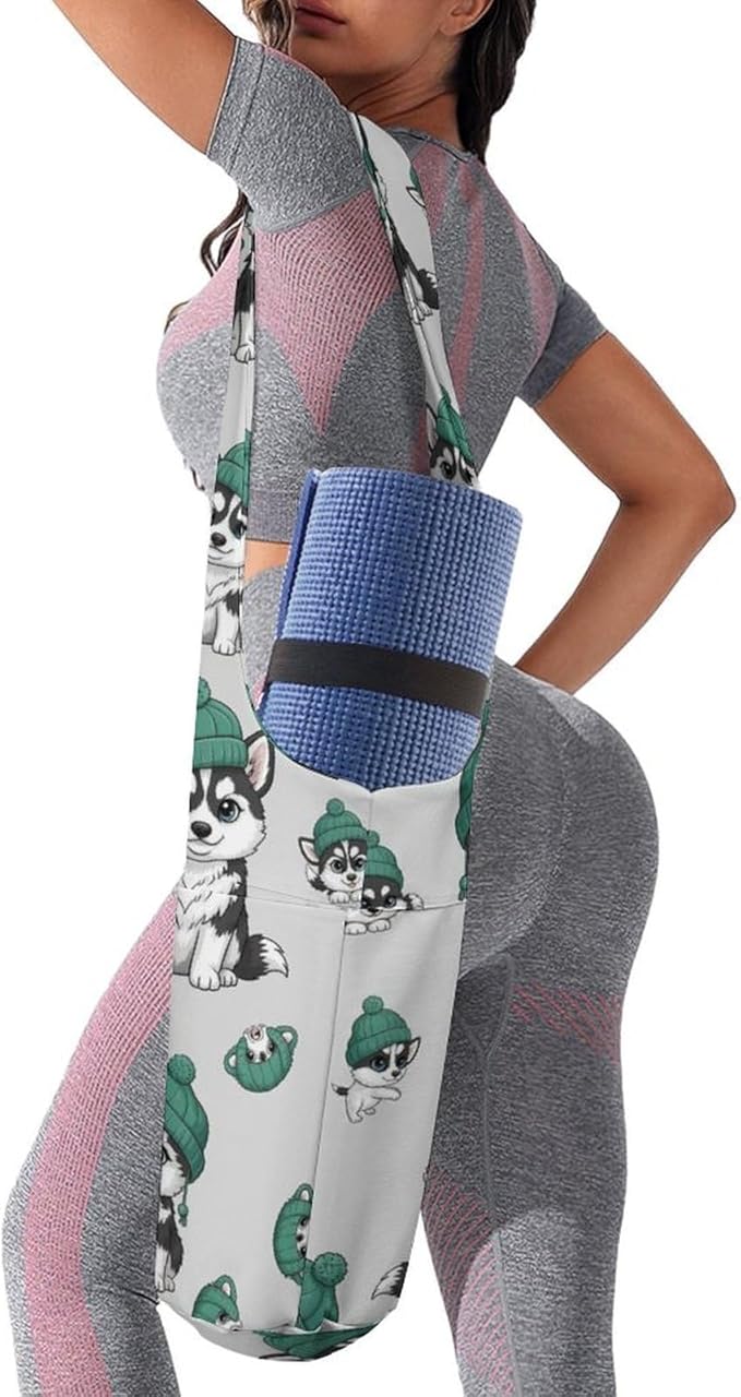 Aiyoolee Yoga Mat Bags, Large Tote Yoga Mat Carrier Holder with Water Bottle Pocket, Adjustable Shoulder Strap Storage Bag