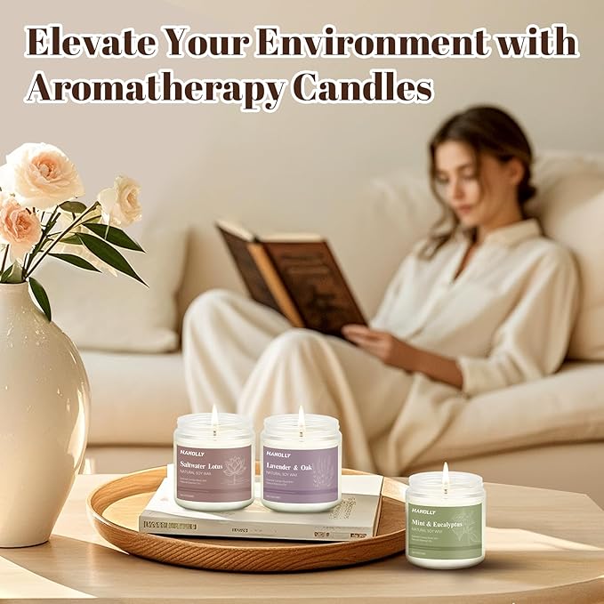 12 Pack Candles for Home Scented, Christmas Aromatherapy Candles Gifts Set for Women, Lavender, Vanilla, Rose Candle, 42OZ Natural Soy Wax Long Lasting Jar Candle, Birthday Valentine’s Day Present