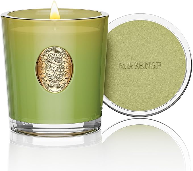 M&SENSE Natural Soy Candle| Eucalyptus Sage Green | 10.2 oz, 55H Burn | Luxury Scented Candle for Relaxation, Gifting, Home Décor |for Bedroom, Office, Party