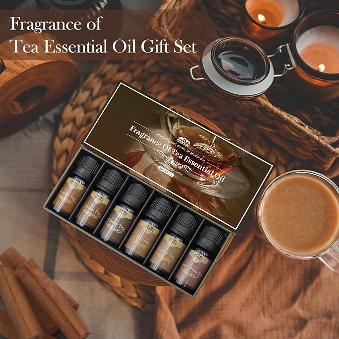 6 Pack 10ML Christmas Tea Essential Oil Diffuser for Home Care and Candle Making Atmosphere Fragrance of Essential Oil Gifts Set for Christmas Birthday Holiday Present