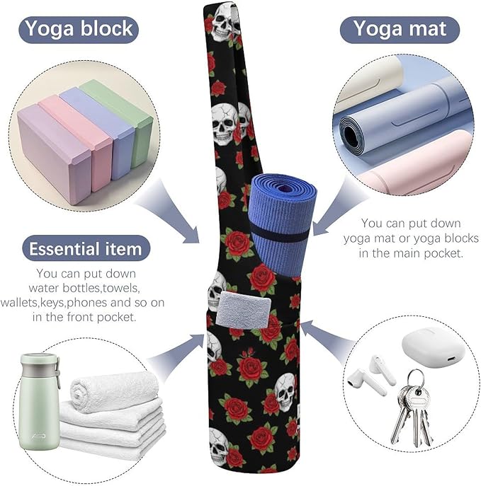 Meaudiwes Large Yoga Mat Bag Fit Most Size for Ladies Yoga Mats Carrier Bags Multi-Functional Exercise Mat Holder Storage Bag