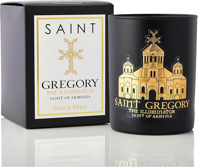 SAINT Saint Gregory The Illuminator Scented Candle with Prayer and Prayer Coin, Saint of Armenia, Soy Coconut Aromatherapy Candle with 80 Hour Burn Time, Special Edition