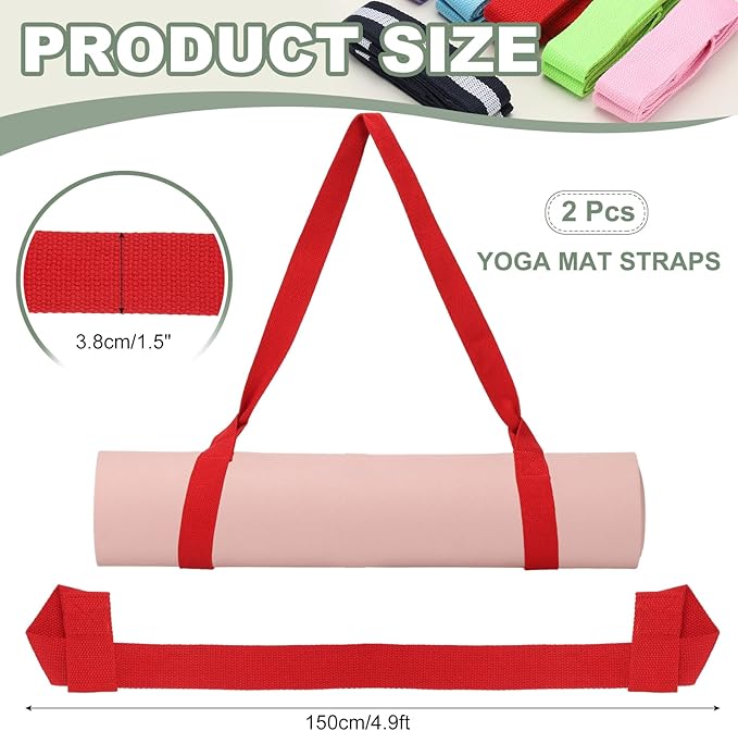 YELARXI Yoga Mat Straps for Carrying, Adjustable Exercise Mat Sling Holder Multi Purpose Mats Carrier
