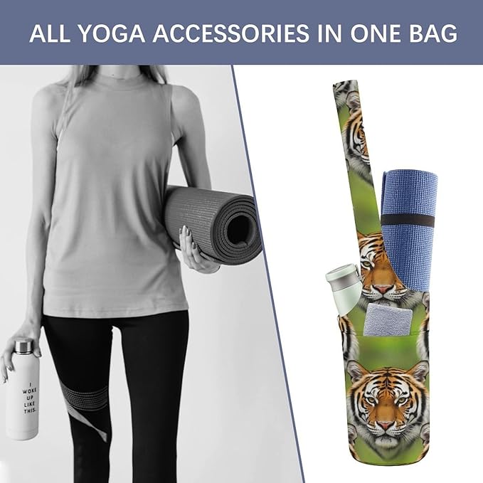 Aiyoolee Single Shoulder Yoga Mat Carrier Bag Portable Spacious with Pocket for Yoga Gym Fitness Travel
