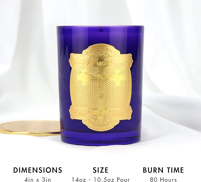 SAINT Lord Savior Jesus Christ Scented Candle with Prayer and Prayer Coin, Soy Coconut Aromatherapy Candle with 80 Hour Burn Time, Special Edition