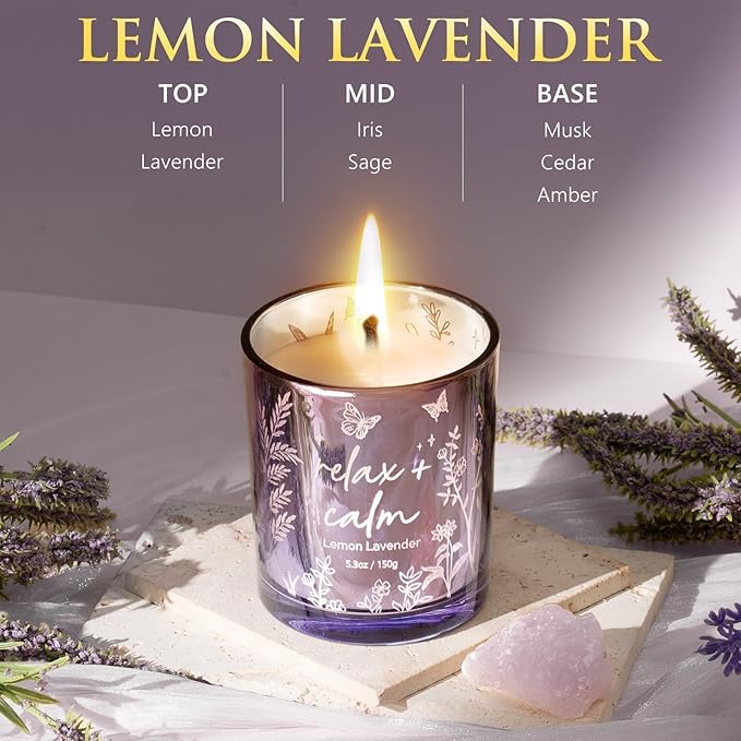 Scented Candles for Women, 3 Pack Candle Set Soy Candles for Home Scented Holiday Votive Candle Gifts Set, Valentine's Day Birthday Gifts for Women Her -Vanilla Coconut/Sandalwood Rose/Lemon Lavender
