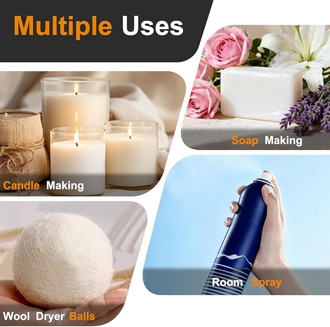Essential Oil Set, Premium Fragrance Oils for Diffuser & Aromatherapy, Candle, Soap Making, Humidifiers, Scents Blends Included Frankincense,Lavender,Eucalyptus, Lemongrass,Mint,Tea Tree, 6x10ML
