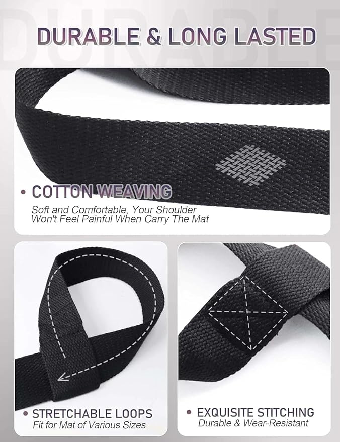 HywkingGrt 1Pc Black Yoga Mat Carrier Strap, Exercise Mat Carrier Adjustable Sling Weight Loss Fitness Binding Rope