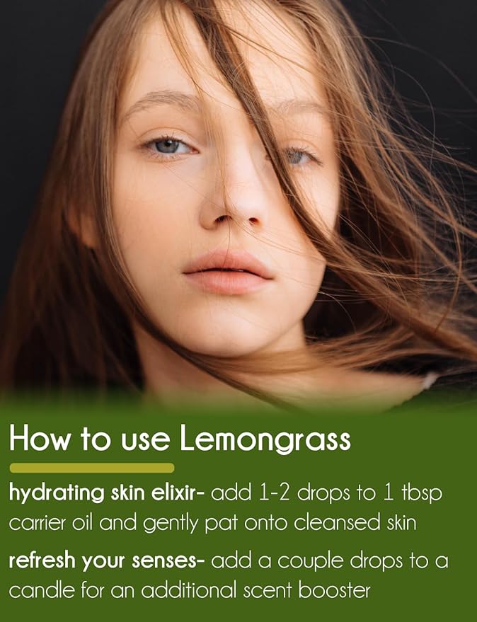 GreenHealth Lemongrass Essential Oil – 16 fl oz (473 ml) – 100% Pure & Uncut | Amber Glass Bottle for Aromatherapy, Cleaning, Candle Making & DIY Use