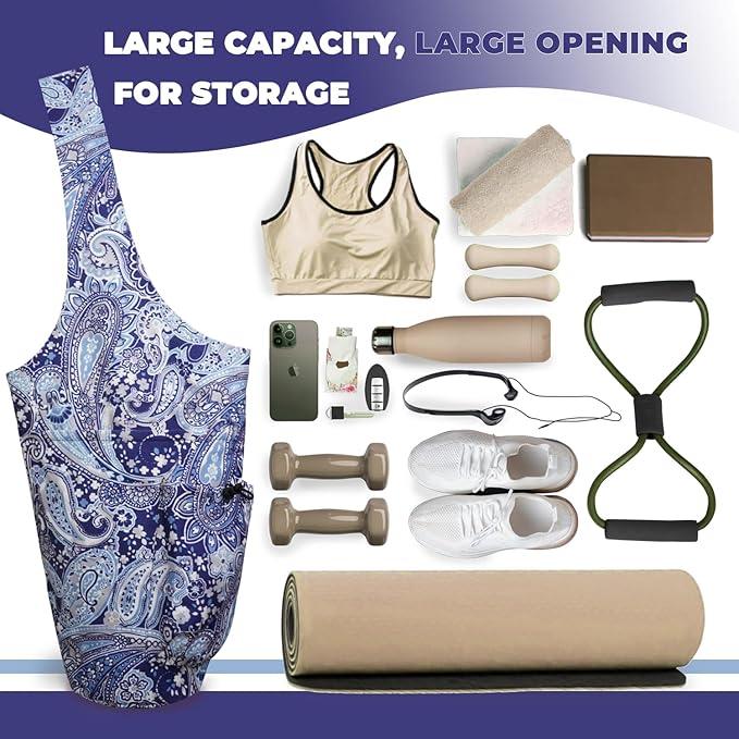 saniwu Yoga Mat Bag Carrier for Women Workout Large Waterproof with Zipper Pocket, Keychain and Wide Shoulder Straps