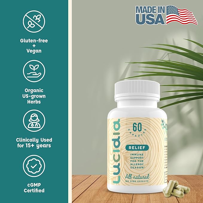 Lucidia Non-Drowsy Allergy and Hay Fever Support for Sinus Health with Quercetin NAC and Stinging Nettles Histamine Block Artemis Therapeutics
