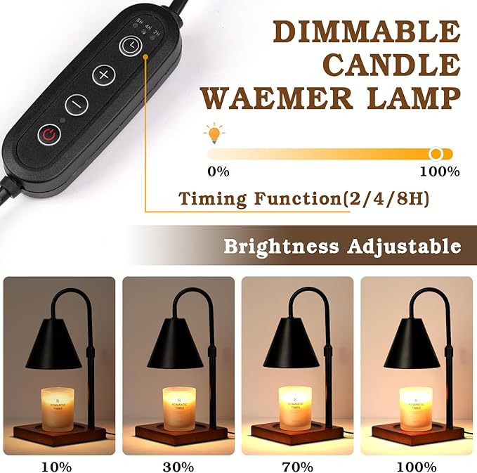 Modern Candle Warmer Lamp 2 Pack, Dimmable Candle Lamp Warmer with Timer, for Women Who Have Everything,Gifts for Mom,Adjustable Men's Candle Lamp, Cozy Living Room Bedroom Decor,Black