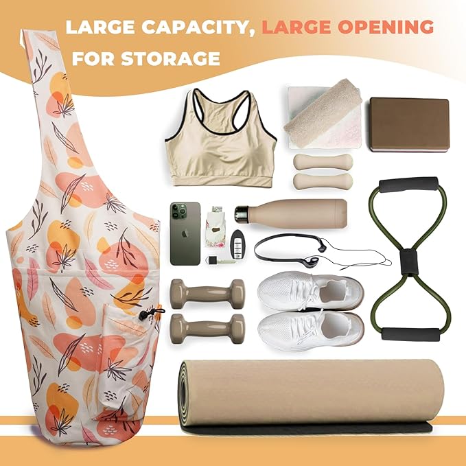 saniwu Yoga Mat Bag Carrier for Women Workout Large Waterproof with Zipper Pocket, Keychain and Wide Shoulder Straps