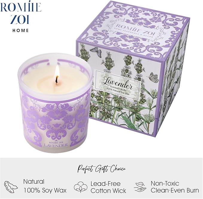 ROMIIE ZOI Scented Candle - Lavender - 6oz Aromatherapy Soy Wax Jar Candle for Home, Gifts for Women - 170g