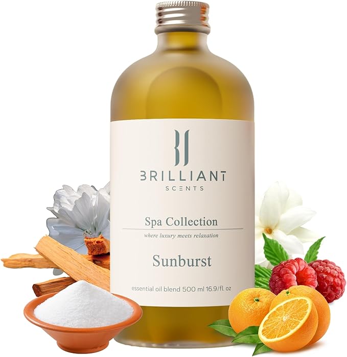 Brilliant Scents Sunburst Fragrance Oil 200ml - Premium Diffuser Oil for Home, Office, Hotels - Long Lasting, Plant-Based, Meets IFRA Standards, USA-Made - Orange, Raspberry, Moss