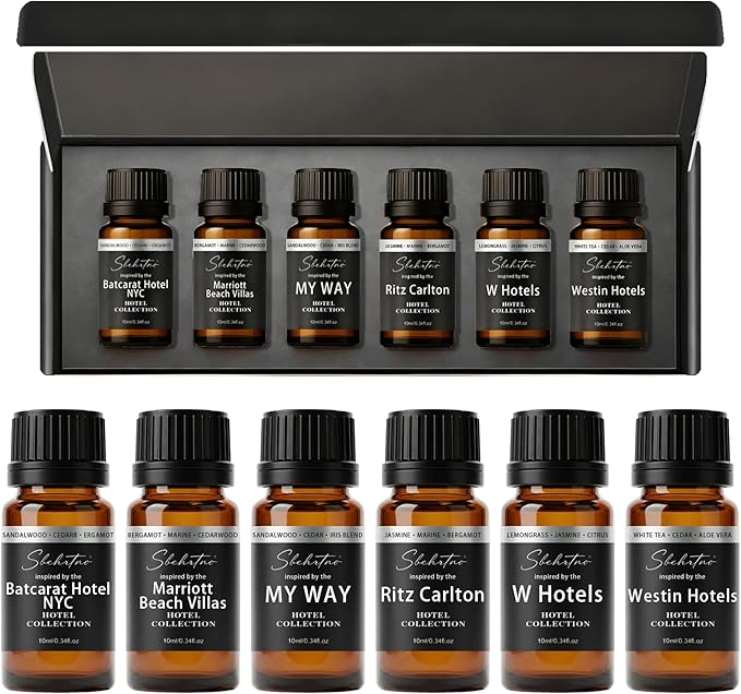 Hotel Diffuser Oil Gift Set - 10 ml, 0.34 fl oz Hotel Collection Diffuser Oil - Inspired by Ritz Carlton,My Way,Baccarat NYC,Westin,and Other Hotel Fragrance Oil (Hotel Fragrance Set 10ml*6)