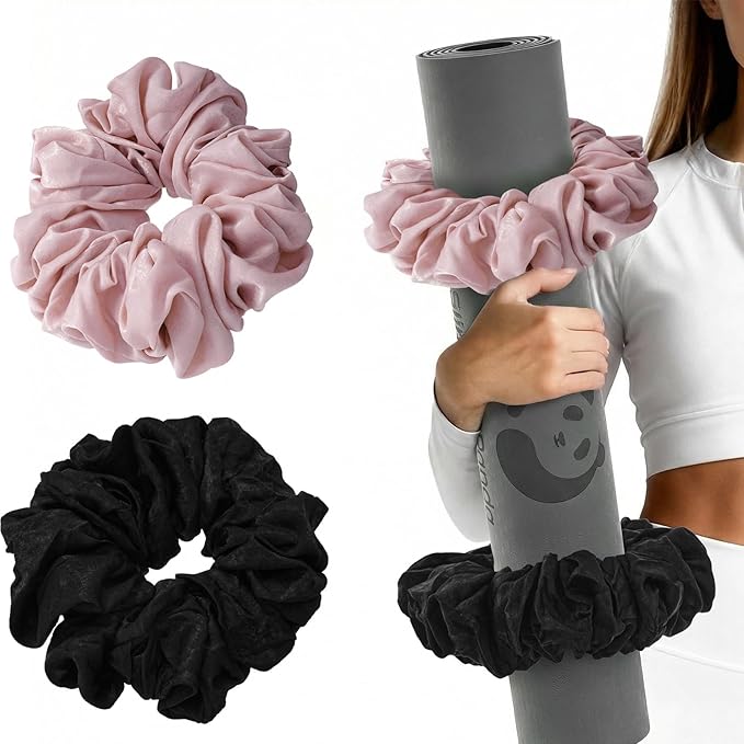 Slim Panda Yoga Mat Scrunchie,Style & Cute Mat Strap,Stretchable Velvet Fabric Fits All Standard Yoga Mats (mat not included)