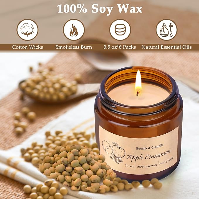 6 Pack Candles for Home Scented, Aromatherapy Jar Candles Gift Set for Women, Long Lasting Burn Soy Wax Candle, Scented Candle Gift Set for Birthday Easter Mother's Day