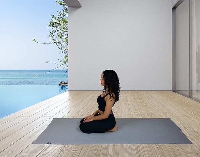 Tatago Hot Yoga Mat Towel Non Slip for Hot Yoga (72-84 inch Mats) Our Hot Yoga Towel Non Slip Silicone Dabs & Absorbent Microfiber Blend Gives You More Grip As You Drip! (Nube Gris, XL - 84")