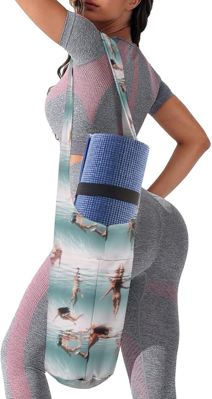 Aiyoolee Yoga Mat Bags, Large Tote Yoga Mat Carrier Holder with Water Bottle Pocket, Adjustable Shoulder Strap Storage Bag