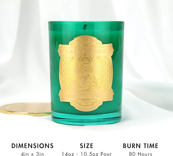 SAINT Saint Jude Scented Candle with Prayer and Prayer Coin, Saint of Impossible Causes, Soy Coconut Aromatherapy Candle with 80 Hour Burn Time, Special Edition