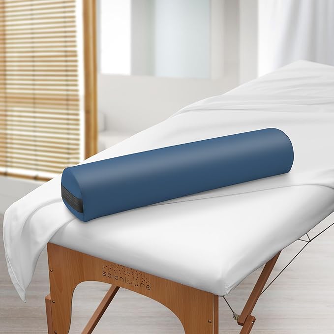 Saloniture 3/4 Round Massage Table Bolster Pillow Pad - 26 x 6 x 4-1/2 Inch - Blue