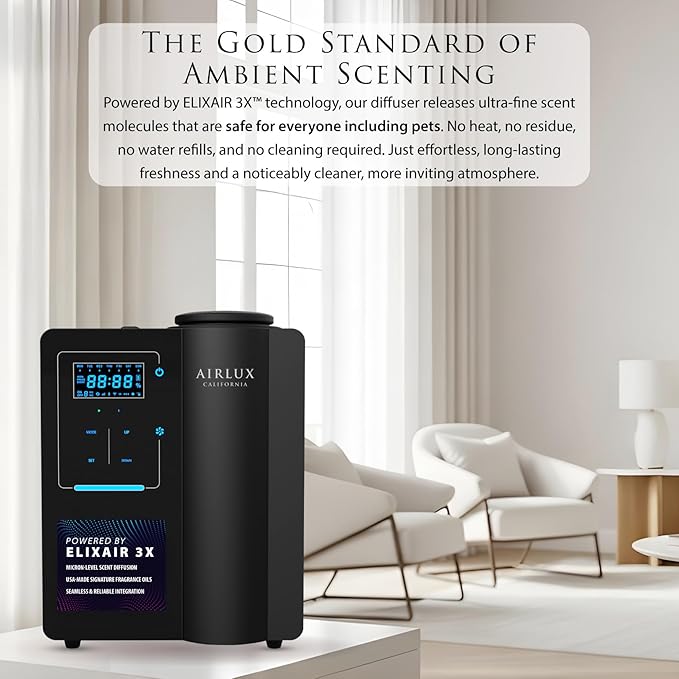 Jupiter 500 Scent Diffuser, Elixair 3X Cold Air Oil Diffuser for 1800 sq ft Home, Commercial Spaces, Office, Bathroom, Living Room Decor, 200ml Tank (Black)