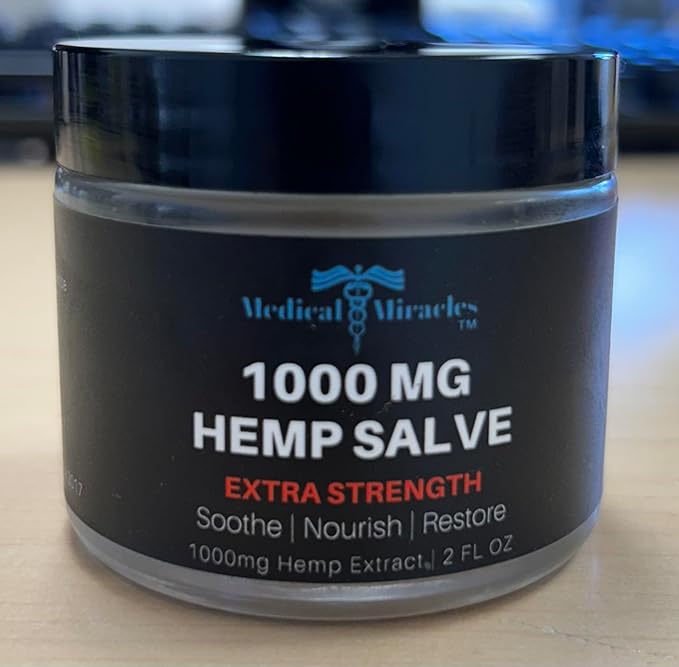 Medical Miracles| Hemp 1000 Mg Salve | Ideal for Hips, Joints, Neck, Back, Elbows, Fingers, Hands, Knees|100% Natural - Made in USA |Pack of 2