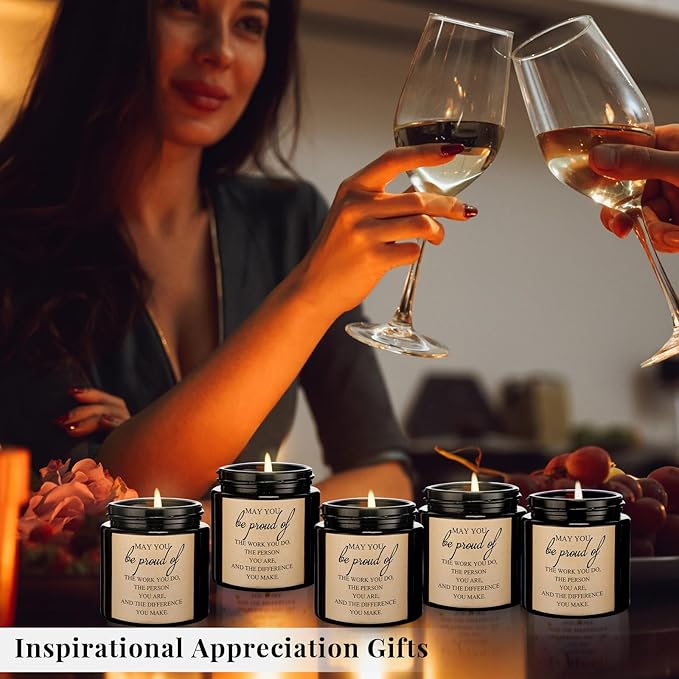Fumete 10 Pcs Jars Scented Soy Candles 3.5 oz May You Be Proud of The Difference Candles Valentines Team Thank You Gifts Employees Coworker Appreciation Volunteers Nurse Teachers(Black,Proud)