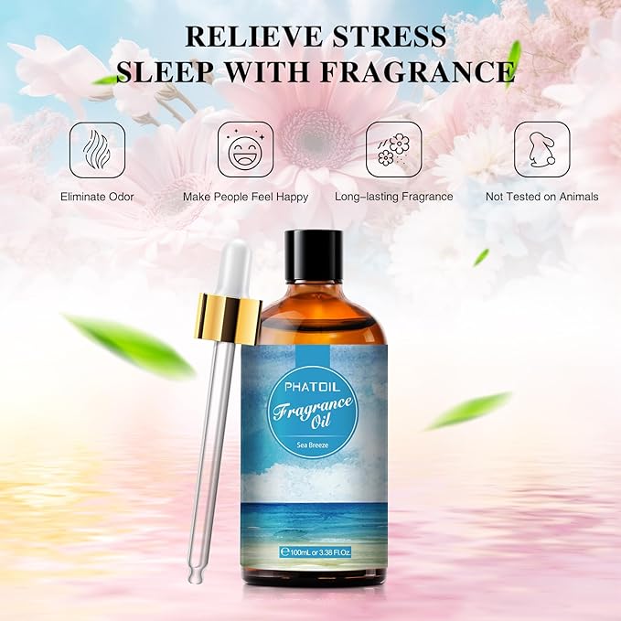PHATOIL 3.38FL.OZ Sea Breeze Fragrance Oils for Aromatherapy, Essential Oils for Diffusers for Home, Perfect for Diffuser, DIY Candle and Soap Making, DIY Scented Products - 100ml